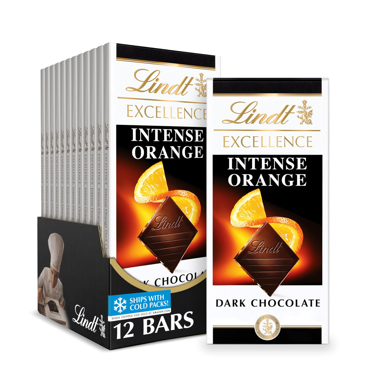 Lindt EXCELLENCE Intense Orange pack, ideal for gifting and tasting.