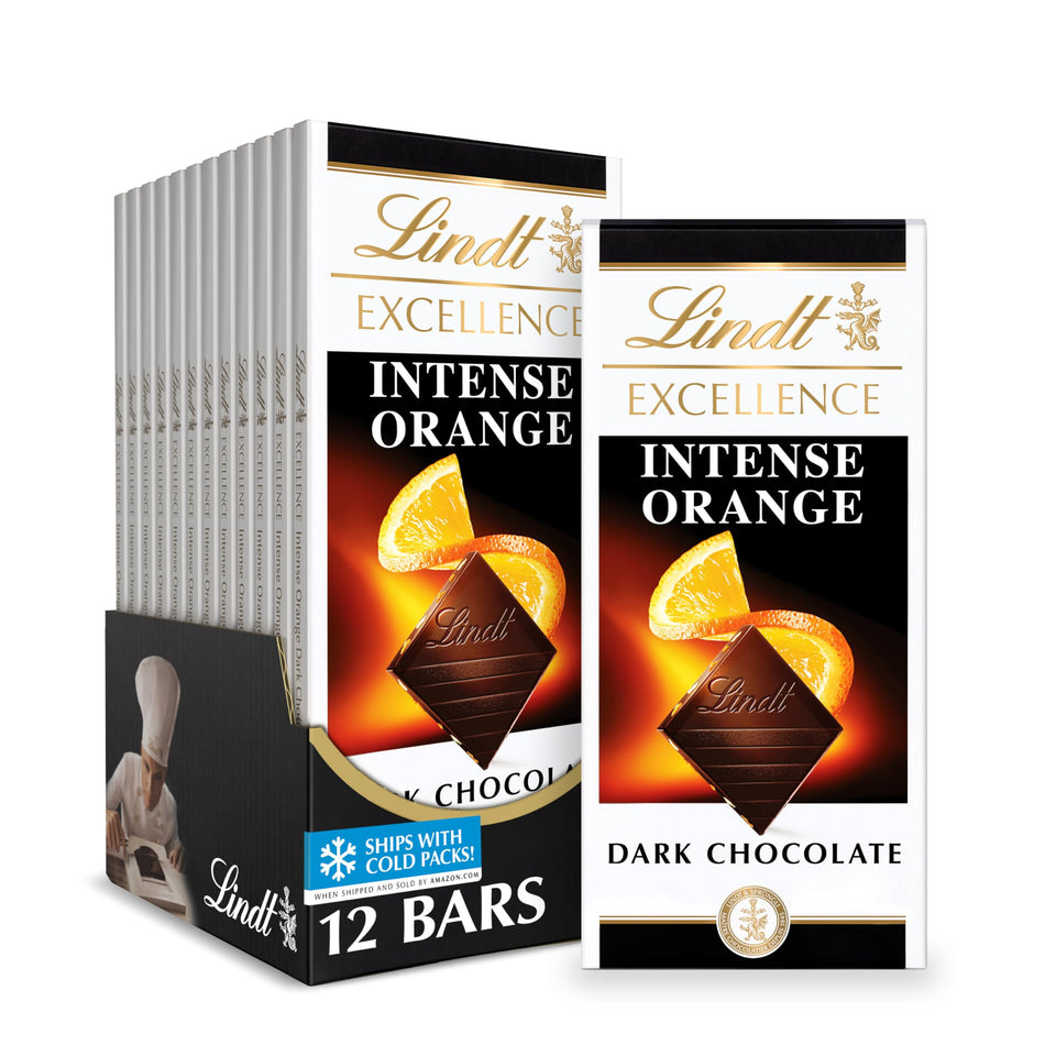 Lindt EXCELLENCE Intense Orange pack, ideal for gifting and tasting.