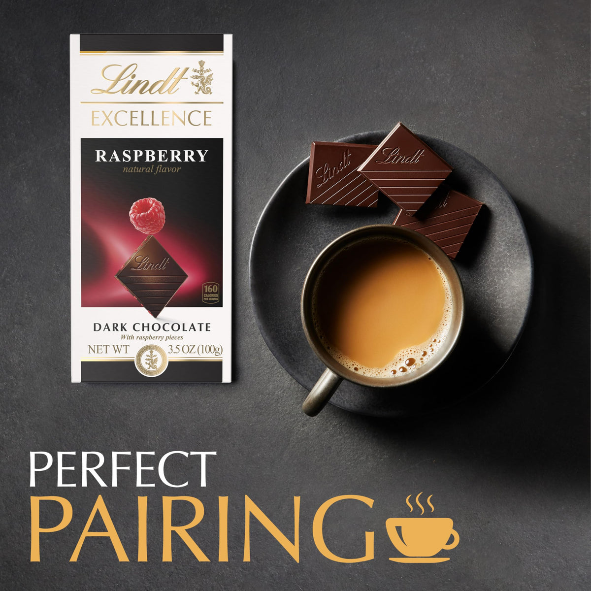 Lindt Excellence Raspberry bar squares for convenient tasting portions.
