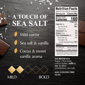 Lindt EXCELLENCE Sea Salt square bites illustrate balanced flavor per piece.