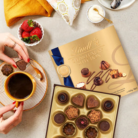Lindt gift box with elegant packaging suitable for celebrations.