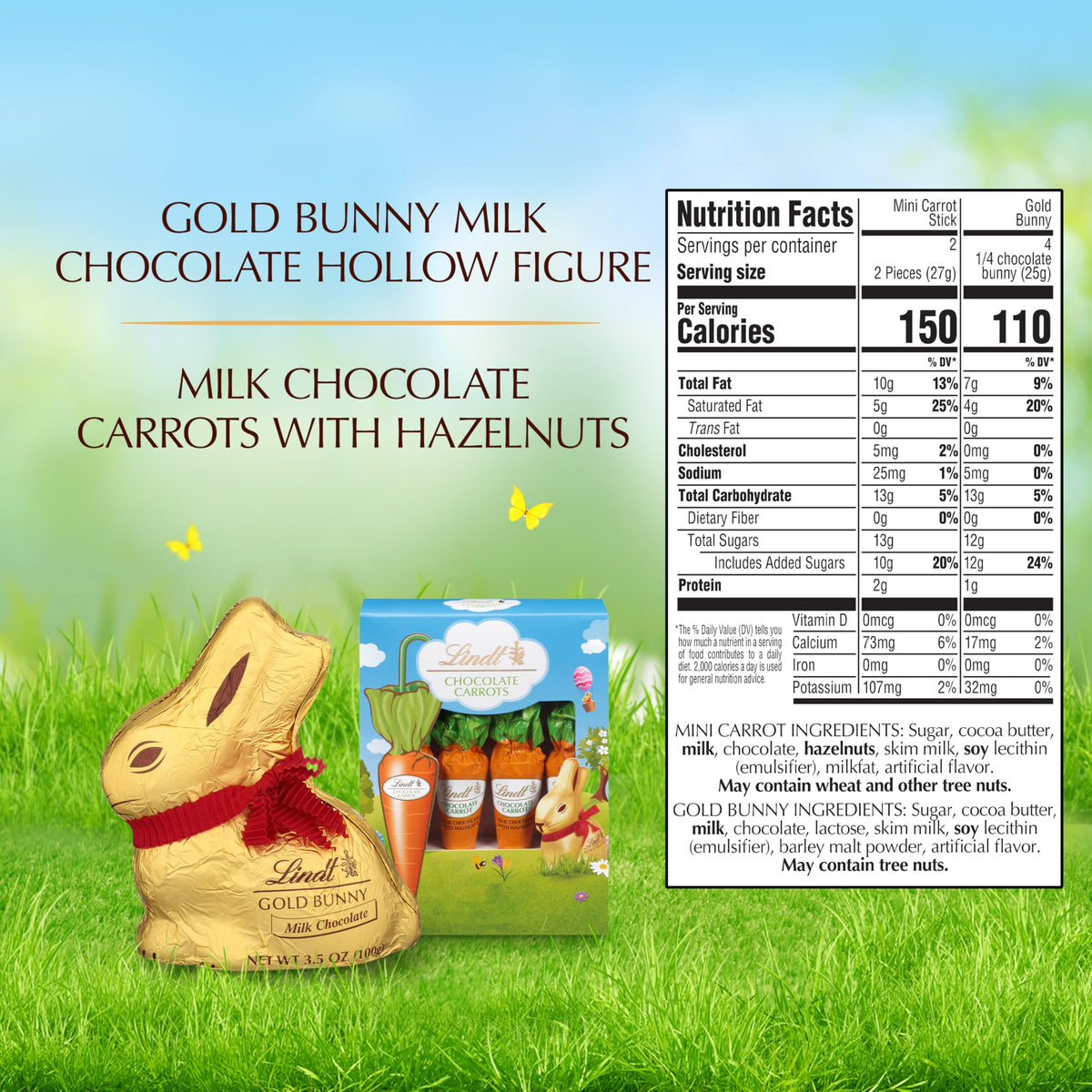 Hazelnut milk chocolate carrot sticks with premium texture.