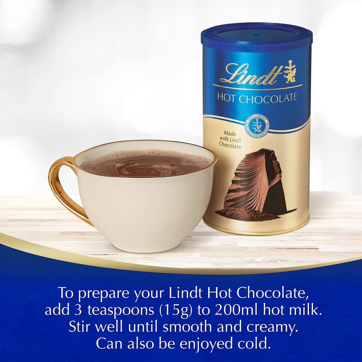 Lindt hot chocolate vegan-friendly recipe label highlights dairy-free option