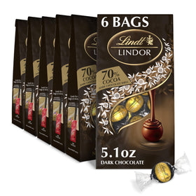 Lindt LINDOR 70% truffle shell close-up showing rich, velvety chocolate for a refined tasting moment