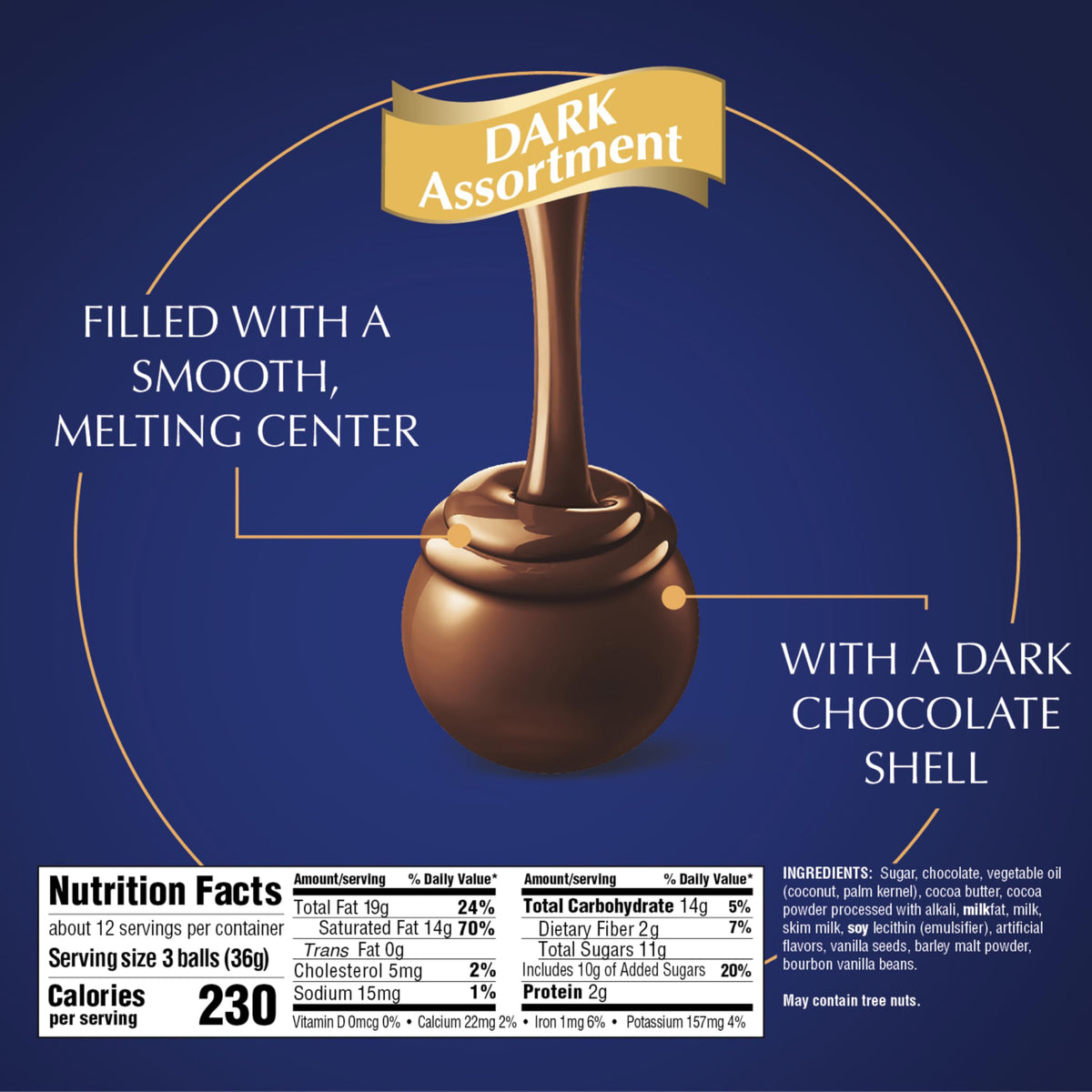 Lindt LINDOR 70% extra dark chocolate truffle for deeper cacao flavor.