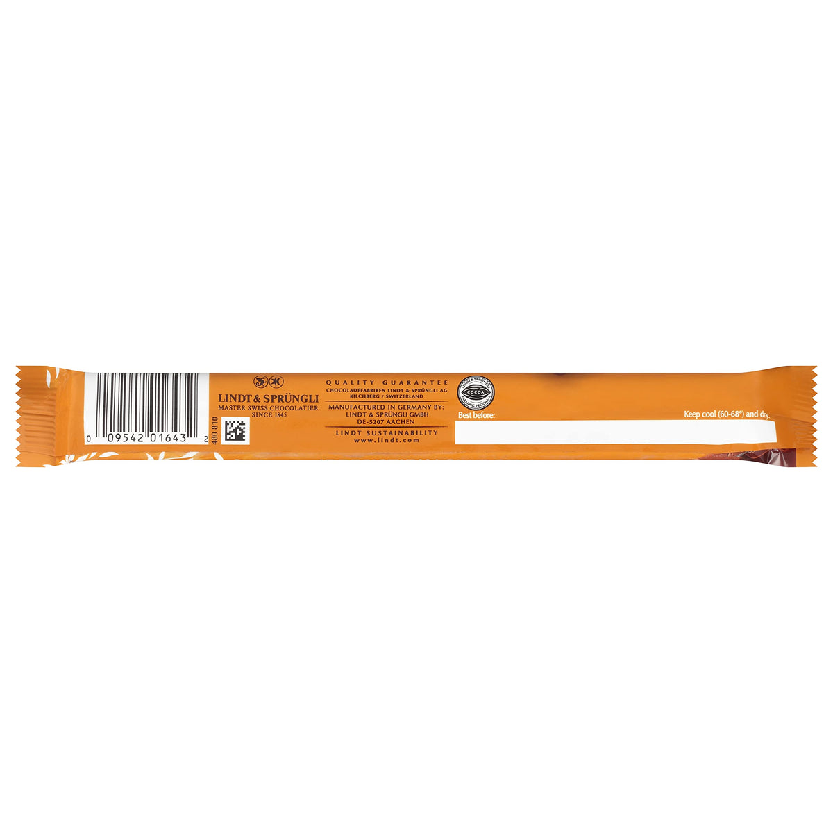 Lindt Lindor Caramel Bar ingredients image highlights premium sourcing.