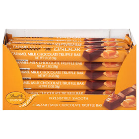 Lindt Lindor Caramel Bar wrapper showing premium indulgence.