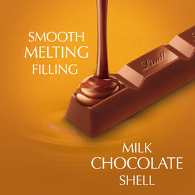 Melt-in-your-mouth texture showcased in a single LINDOR caramel truffle.