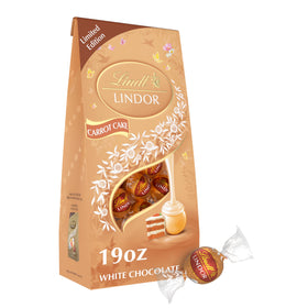 Lindt LINDOR Carrot Cake truffles in 19 oz bag, ideal for gifting or Easter celebrations.