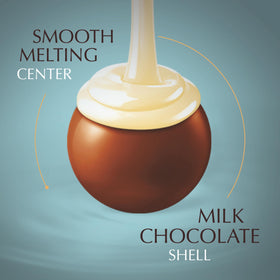 Lindt LINDOR Coconut Milk Truffles shell-closeup, silky chocolate envelope.