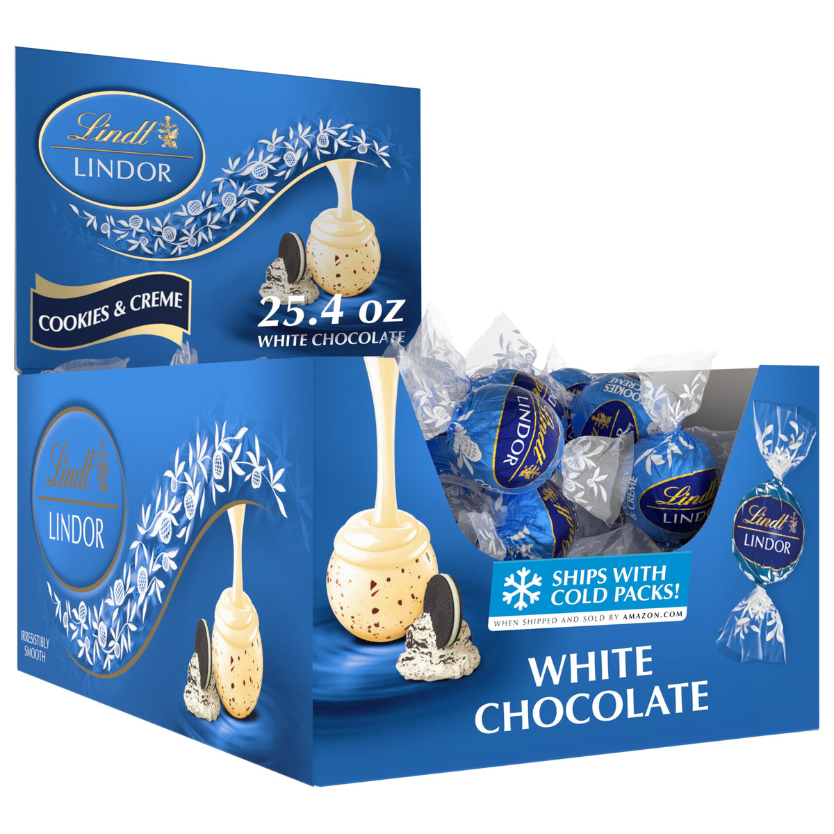 Lindt Lindor Cookies and Creme truffles box front, ideal for gifting