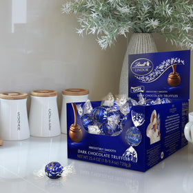 Lindt Lindor dark center close-up reveals silky filling for premium tasting