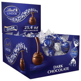 Lindt Lindor dark chocolate truffles box front view highlights gift-ready packaging
