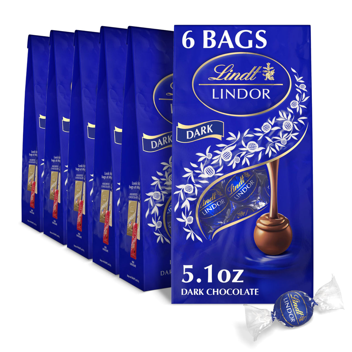Lindt LINDOR dark chocolate truffles with shell and center melt for a luxurious bite