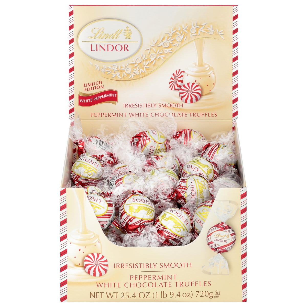 Decorative holiday display with Lindt LINDOR truffles.