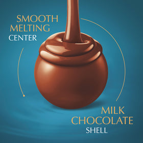 Lindt LINDOR melting center illustration, rich and creamy texture implied.