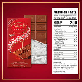Melt moment as the center softens in the Lindt LINDOR Milk Bar.