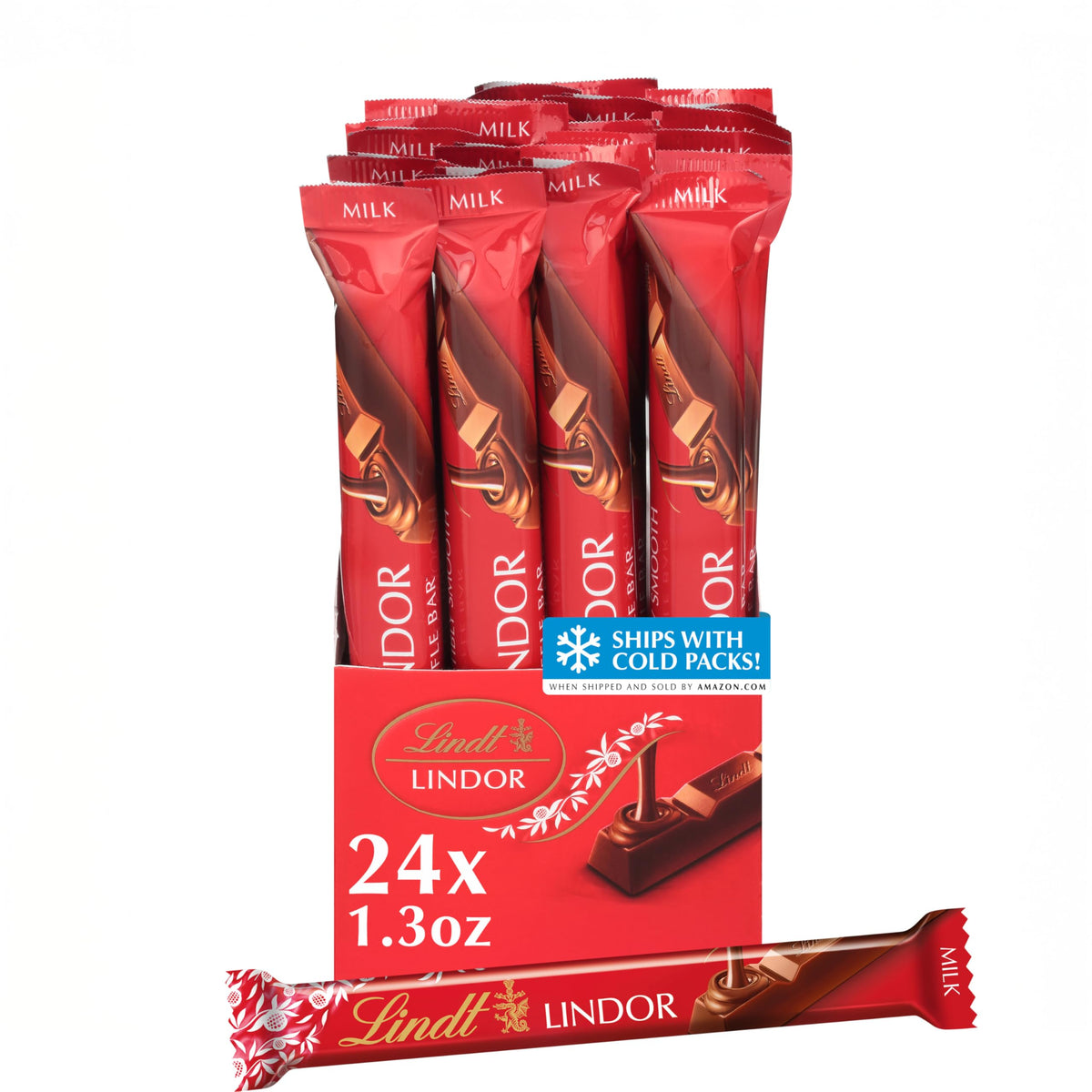 Lindt LINDOR Milk Chocolate Truffle Bar 24-pack ready for sharing moments.