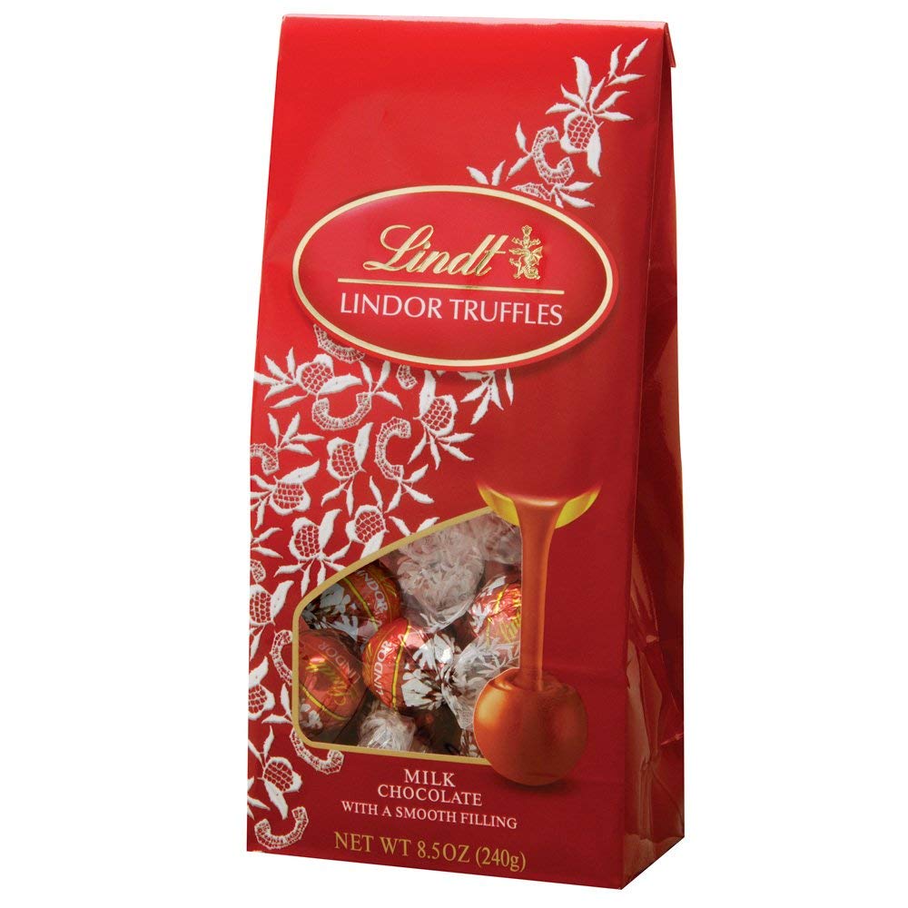 Lindt Lindor Milk Truffle Bag with silky centers, ideal for gifting or sharing.