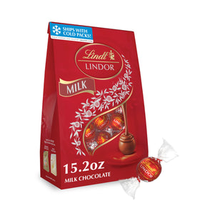 Lindt LINDOR Milk Truffles bag view for sharing moments