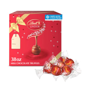 Lindt Lindor Milk Truffles gift box with 90 pieces, ideal for celebrations.