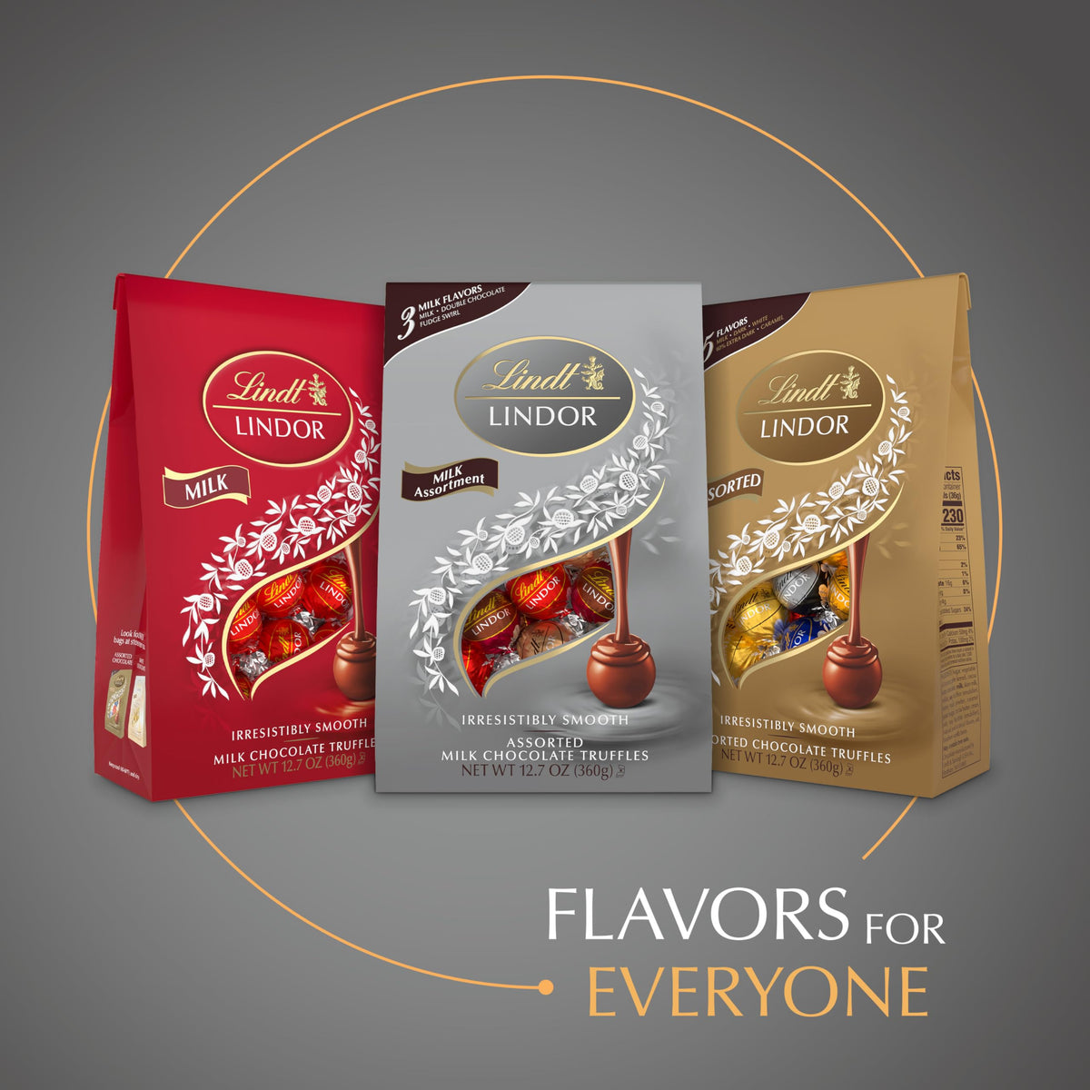 Lindt LINDOR individually wrapped truffles in a gift-ready bag.