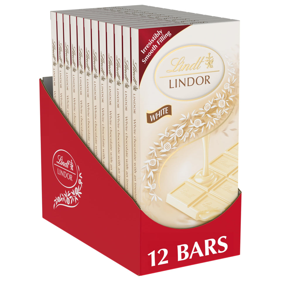 Lindt Lindor white chocolate bar 12-pack wrapped for sharing