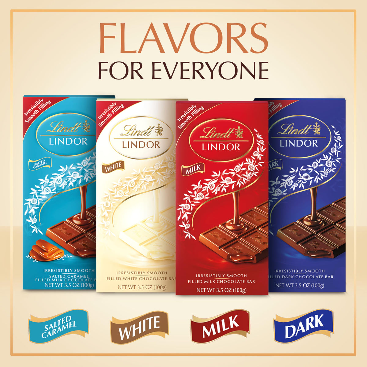 Premium ingredients highlight Lindt Lindor white chocolate bar quality