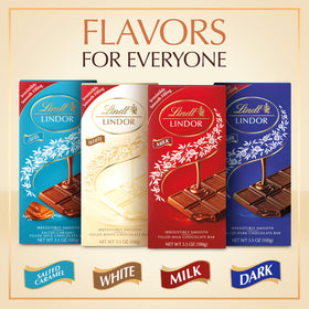 Premium ingredients highlight Lindt Lindor white chocolate bar quality