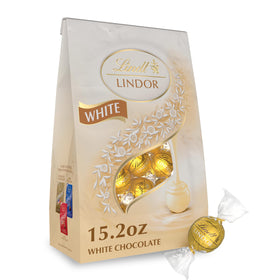 Lindt Lindor white chocolate truffles bag ideal for gifting or sharing.