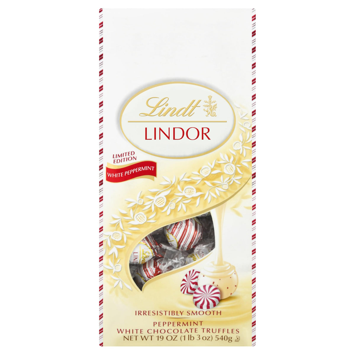 Lindt LINDOR Peppermint Truffles in a holiday candy dish.