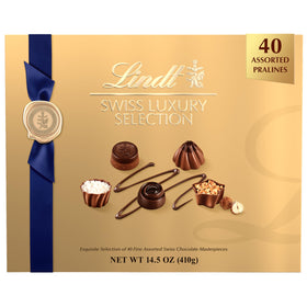 Lindt Swiss Luxury Selection gift box with assorted chocolates, ideal for gifting and sharing.