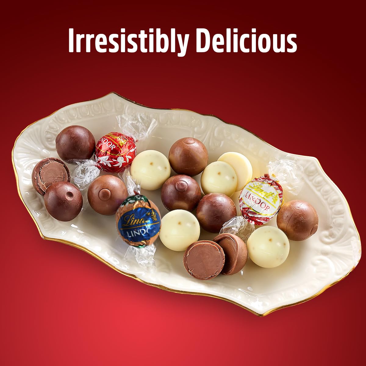 Lindt white chocolate truffles deliver creamy texture and bright flavor.
