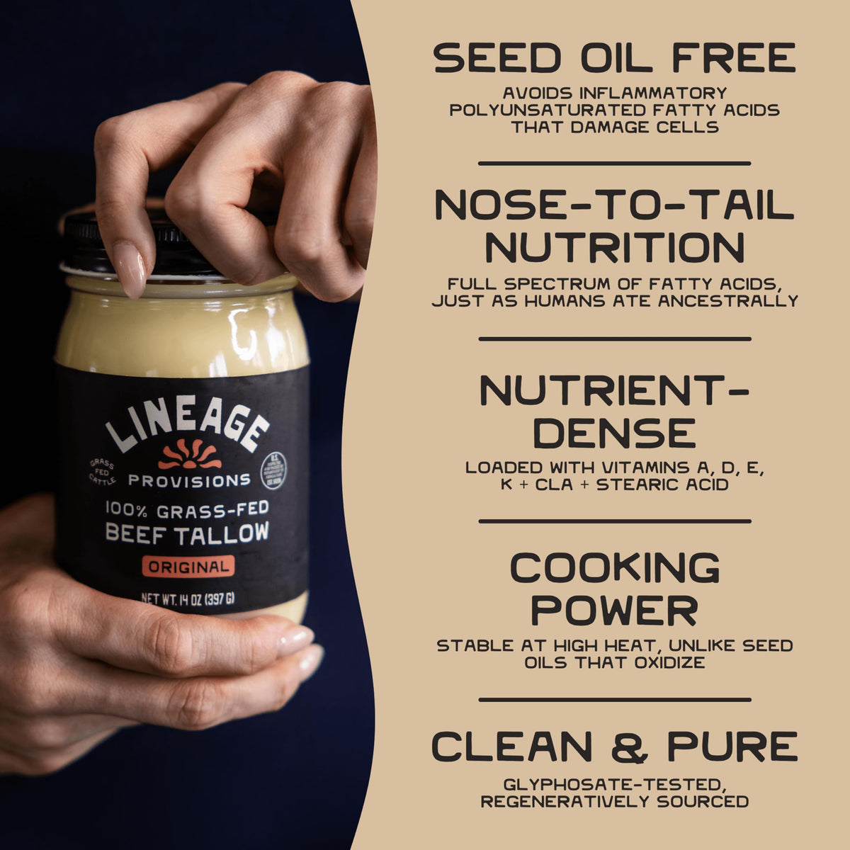 Lineage Provisions sustainably sourced small-batch rendering with traceability