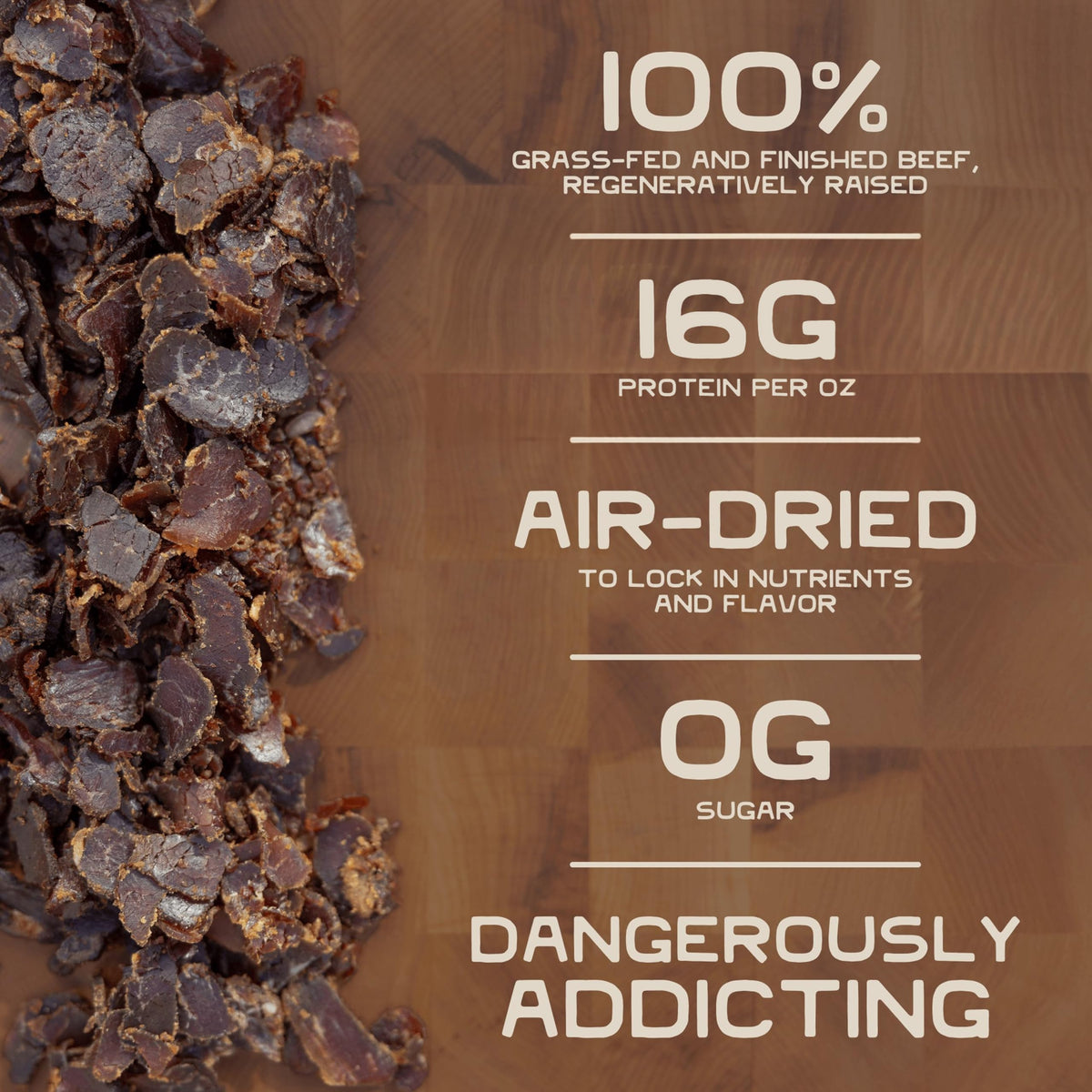 Lineage Provisions tender air-dried beef bites with chewy texture