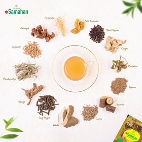 Link Samahan tea bags beside a mug for easy, daily use