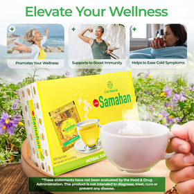 LINK SAMAHAN Samahan tea bags dissolving in hot water for a comforting boost.