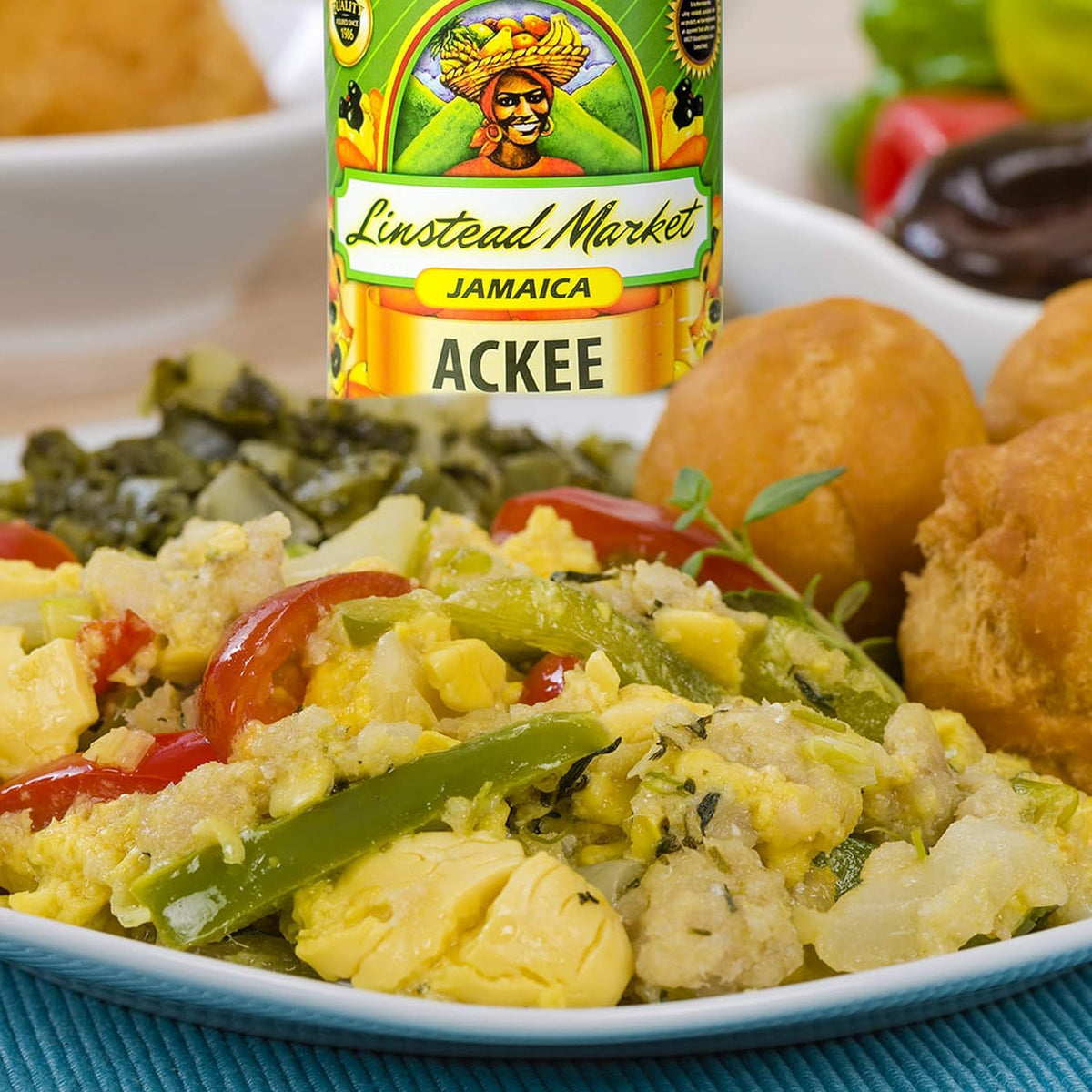 Linstead Market packaging shows 57oz can of Jamaican ackee in brine