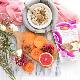 Linwoods flaxseed blend ready to sprinkle on yogurt or cereal.