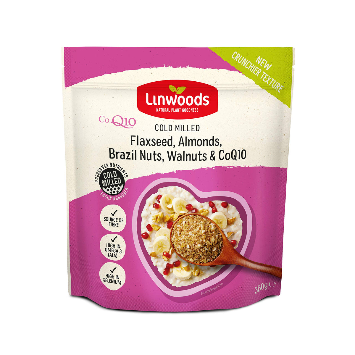 Linwoods milled flaxseed with almonds, brazil nuts, walnuts and Co-Q10 for daily energy.