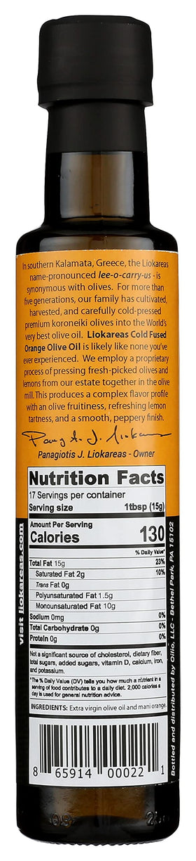 Liokareas orange olive oil supports paleo and keto cooking.