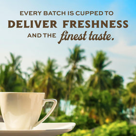 Lion Coffee 24K Gold Roast cup pouring for a smooth medium-light brew.
