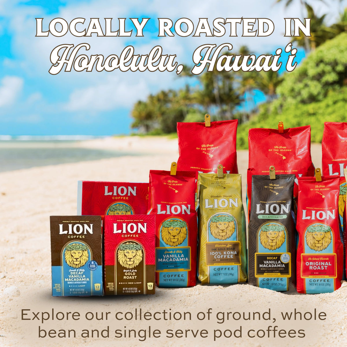 Lion Coffee 24K Gold Roast gift-ready packaging for coffee lovers.