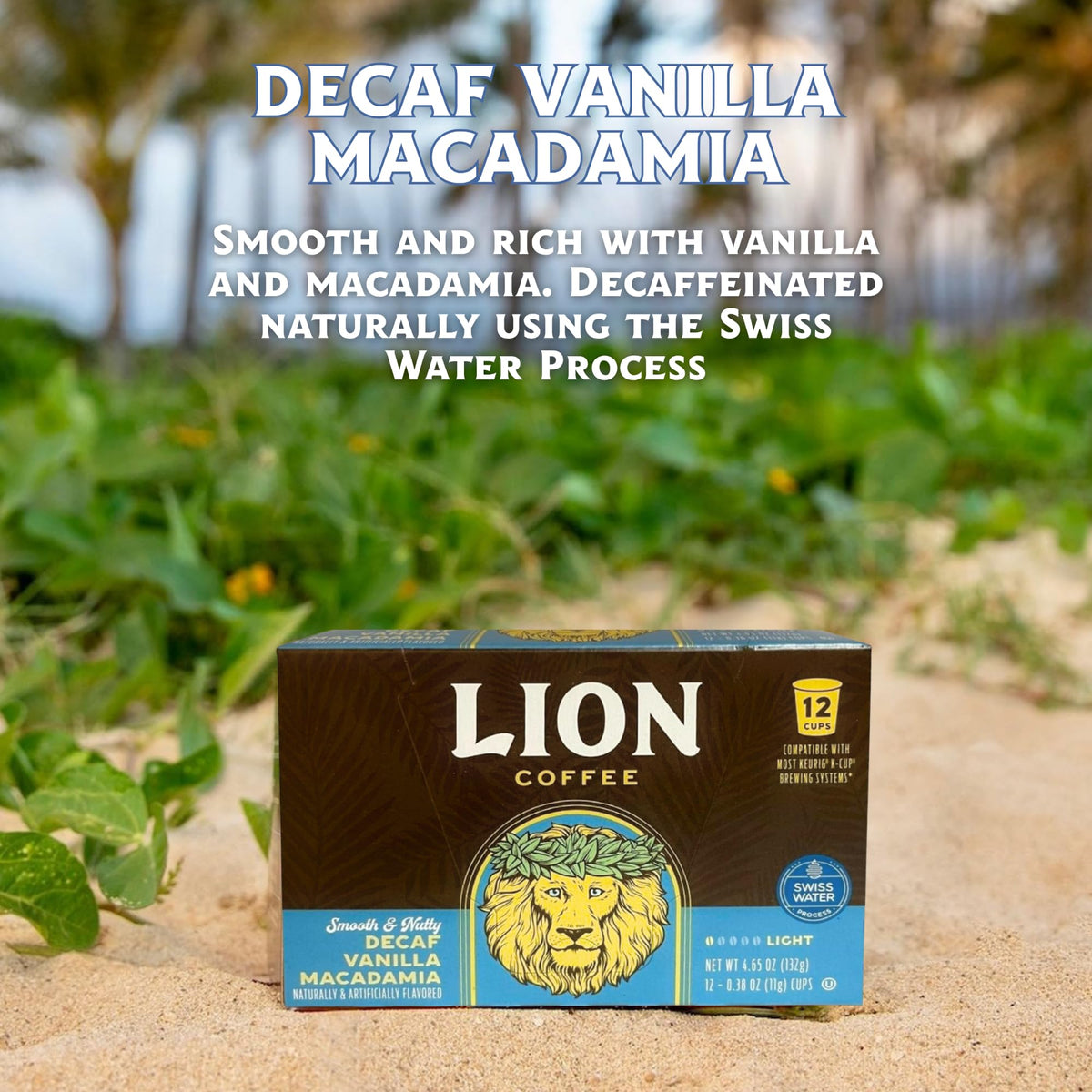 Lion Coffee Arabica beans selection showcasing premium decaf quality