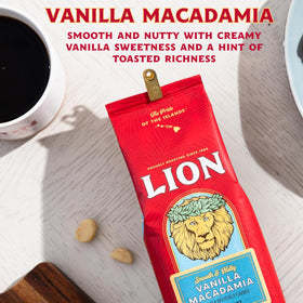 Aroma rising from Lion Coffee steam hints at vanilla and macadamia.