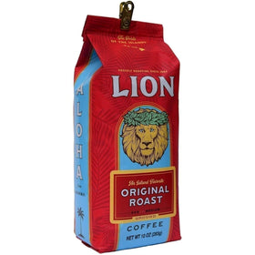 Lion Coffee Original Medium Roast ground coffee bag opened for quick mornings