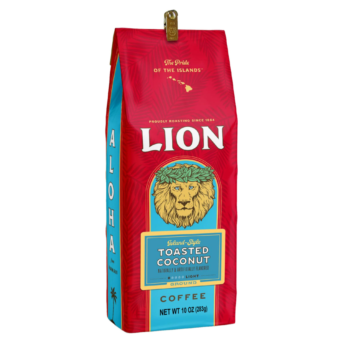 Lion Coffee toasted coconut light roast ground for smooth tropical flavor