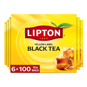 Lipton black tea bags 600-count packaging showcases protective foil trays for lasting freshness.