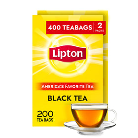 Lipton Black Tea Bags pack in two boxes for daily hot or iced brewing.