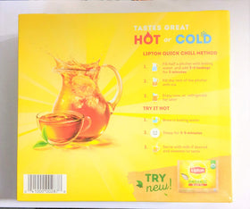Steaming cup of Lipton black tea with bags, perfect hot or iced.